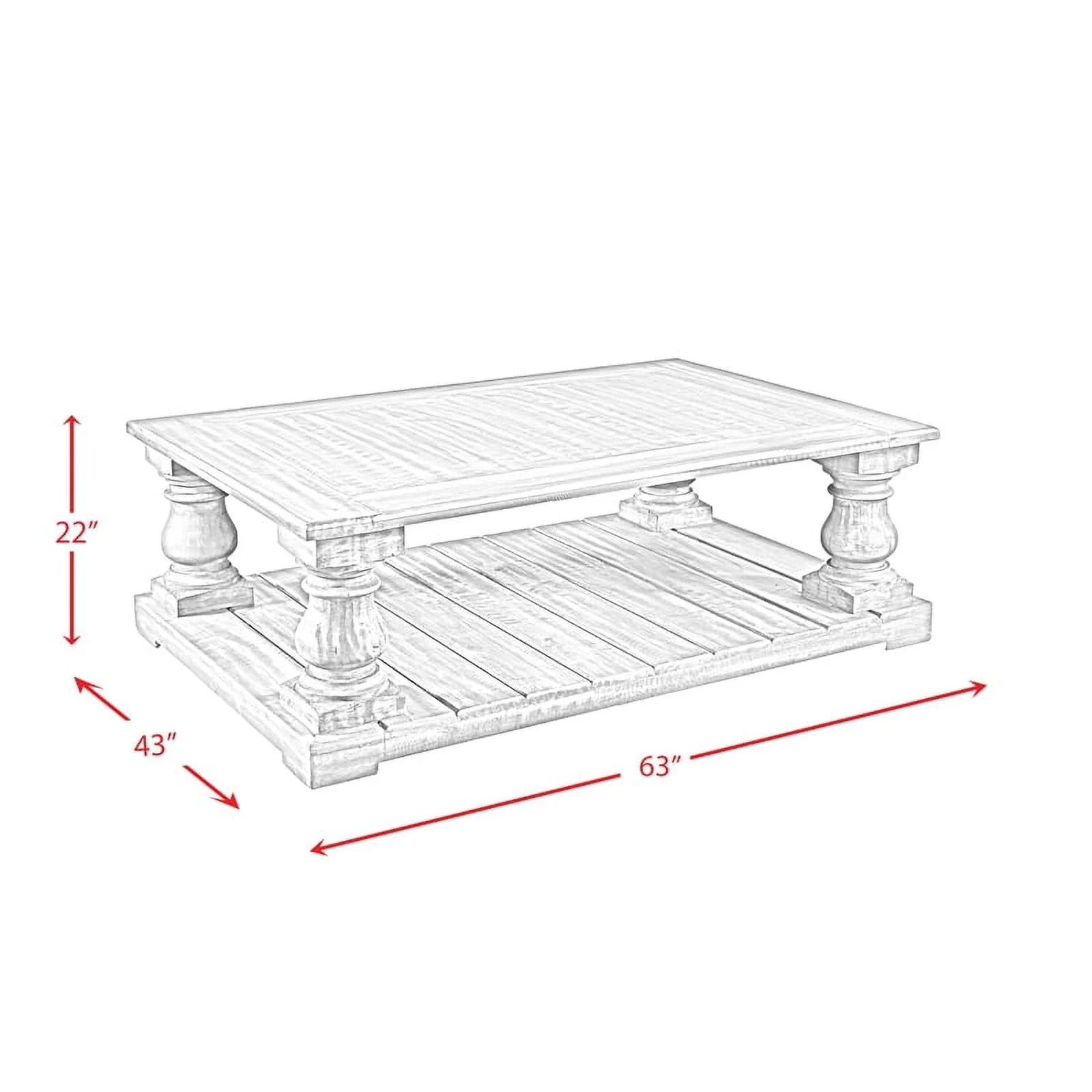 Picket House Furnishings Baxter Four Pedestal Cocktail Table in Gray