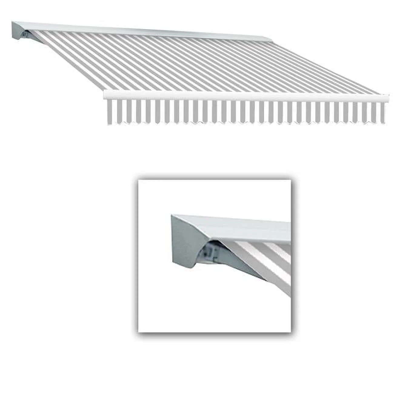 10 ft. Destin with Hood Left Motor & Remote Retractable Awning, Gray & White - 96 in.