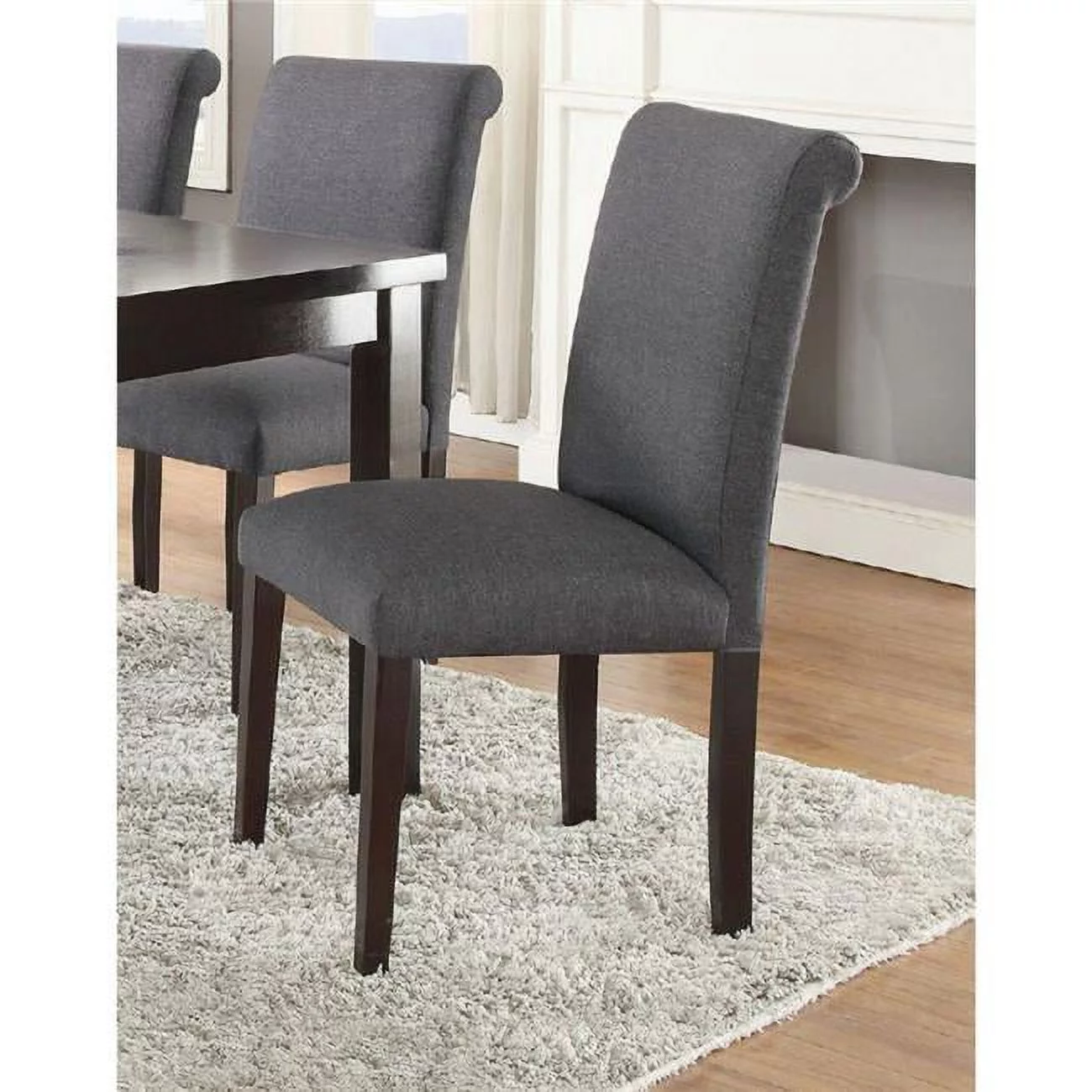 Benzara  Solid Wood Dining Chair - Gray - Set of 2