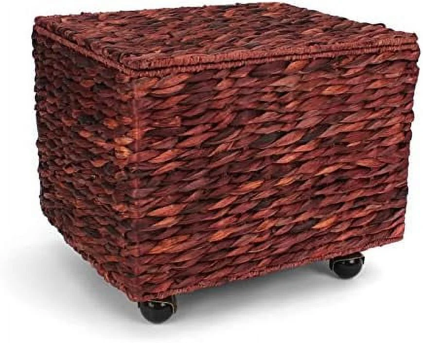 CHUIJN Seagrass Rolling File Cabinet - Home Filing Cabinet - Hanging File Organizer - Home and Office Wicker File Cabinet - Water Hyacinth  Basket for File  (Grey)