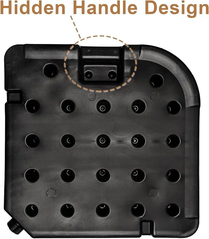 Artpuch 4pcs Square Offset Umbrella Base Plastic Cantilever Patio Umbrella Base, Water/Sand Filled Umbrella Base (176lbs, Dark Black)