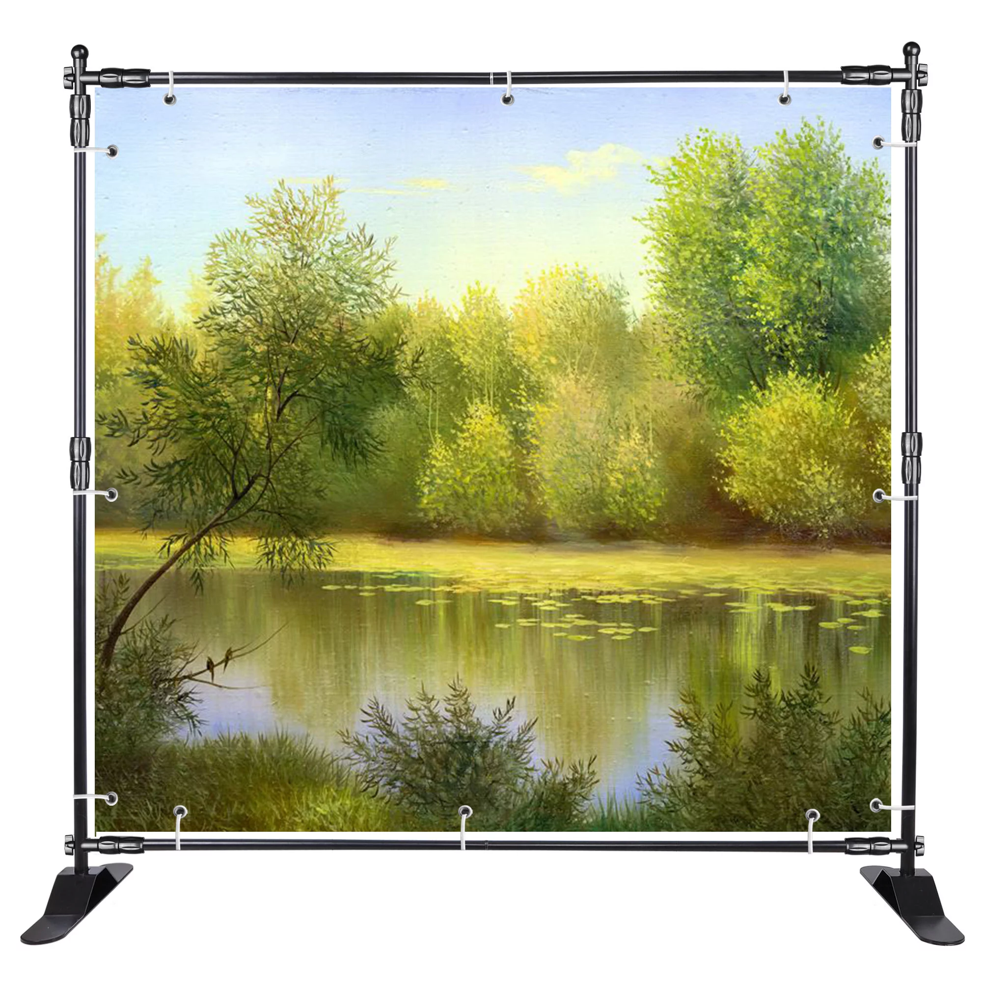 InstaHibit 10x8 ft Banner Stand Adjustable Step and Repeat Stand Expanding Trade Show Display Backdrop