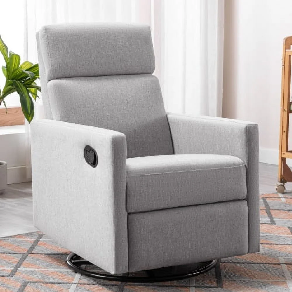 ZJbiubiuHome Modern Upholstered Rocker Nursery Chair Plush Seating Glider Swivel Recliner Chair  Gray
