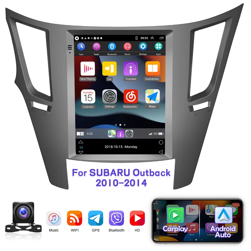 Podofo 2+32G for SUBARU Outback 2010-2014 Wireless Carplay Android Auto 9.7'' Touch Screen Car Stereo Radio Android 11 HD 1080P WIFI GPS FM Bluetooth Usb, AHD Backup Camera
