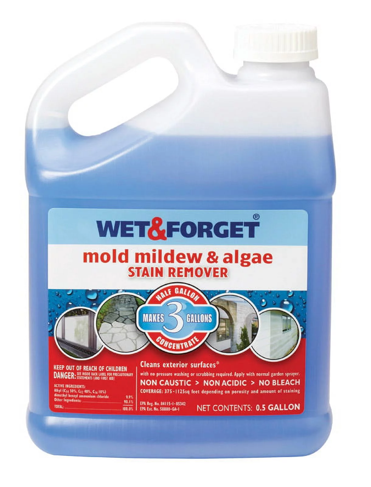 Wet & Forget 800033CA Liquid Mold, Moss, Algae, Mildew Remover, Jug, 64 Ounce