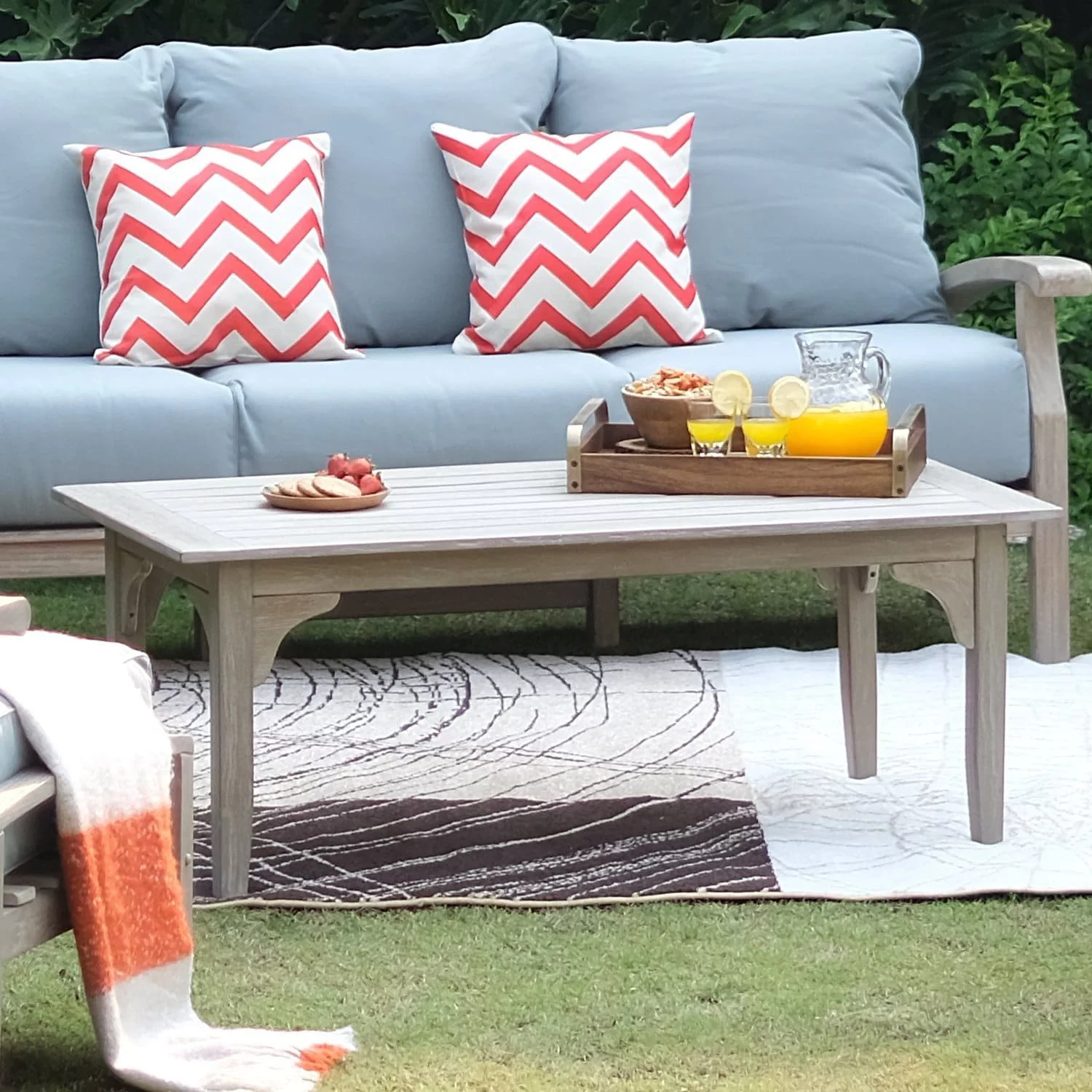 Cambridge Casual  Leon Teak Patio Coffee Table Weathered Gray