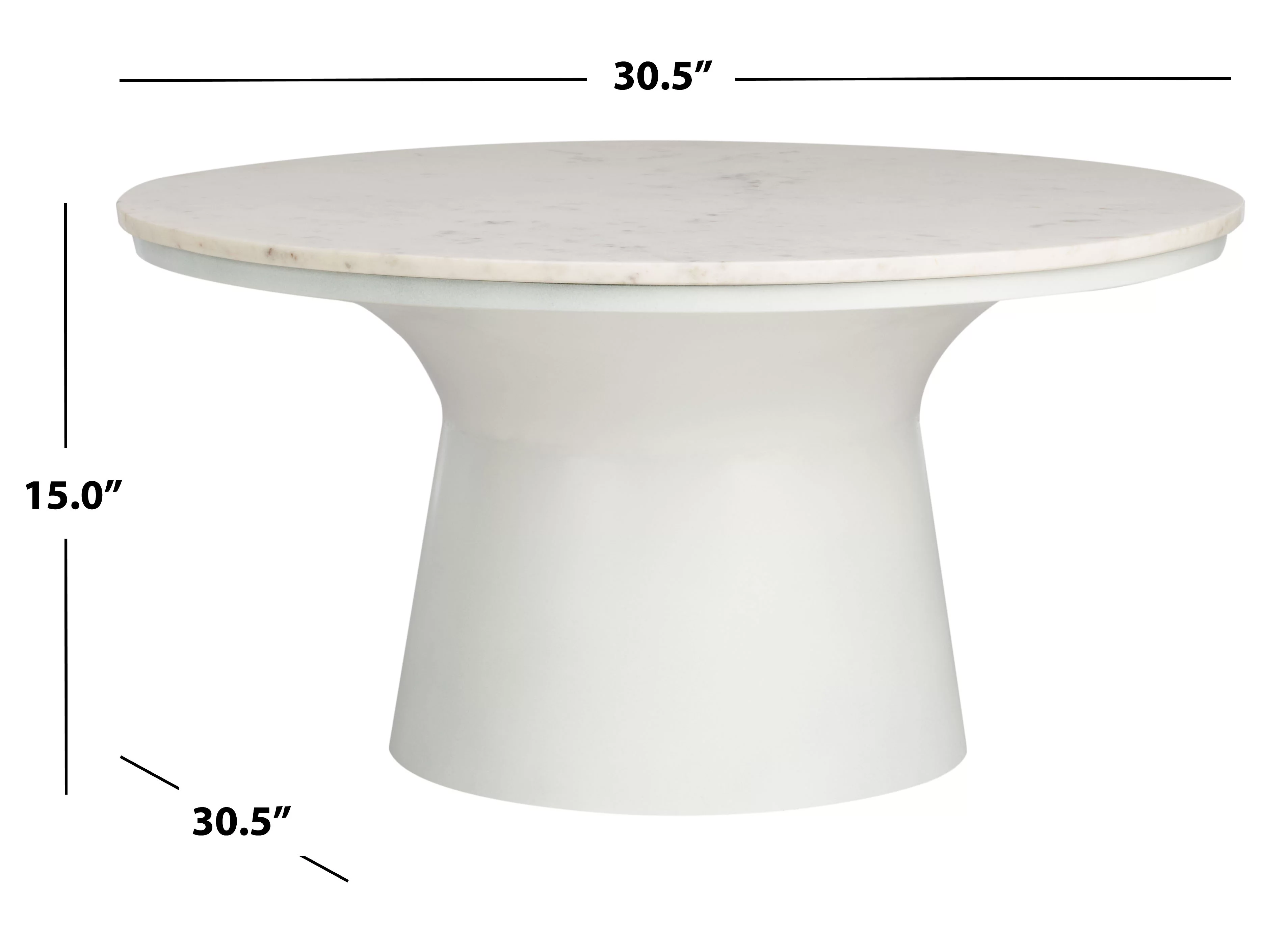 SAFAVIEH Mila Modern Round Pedestal Coffee Table, White Marble