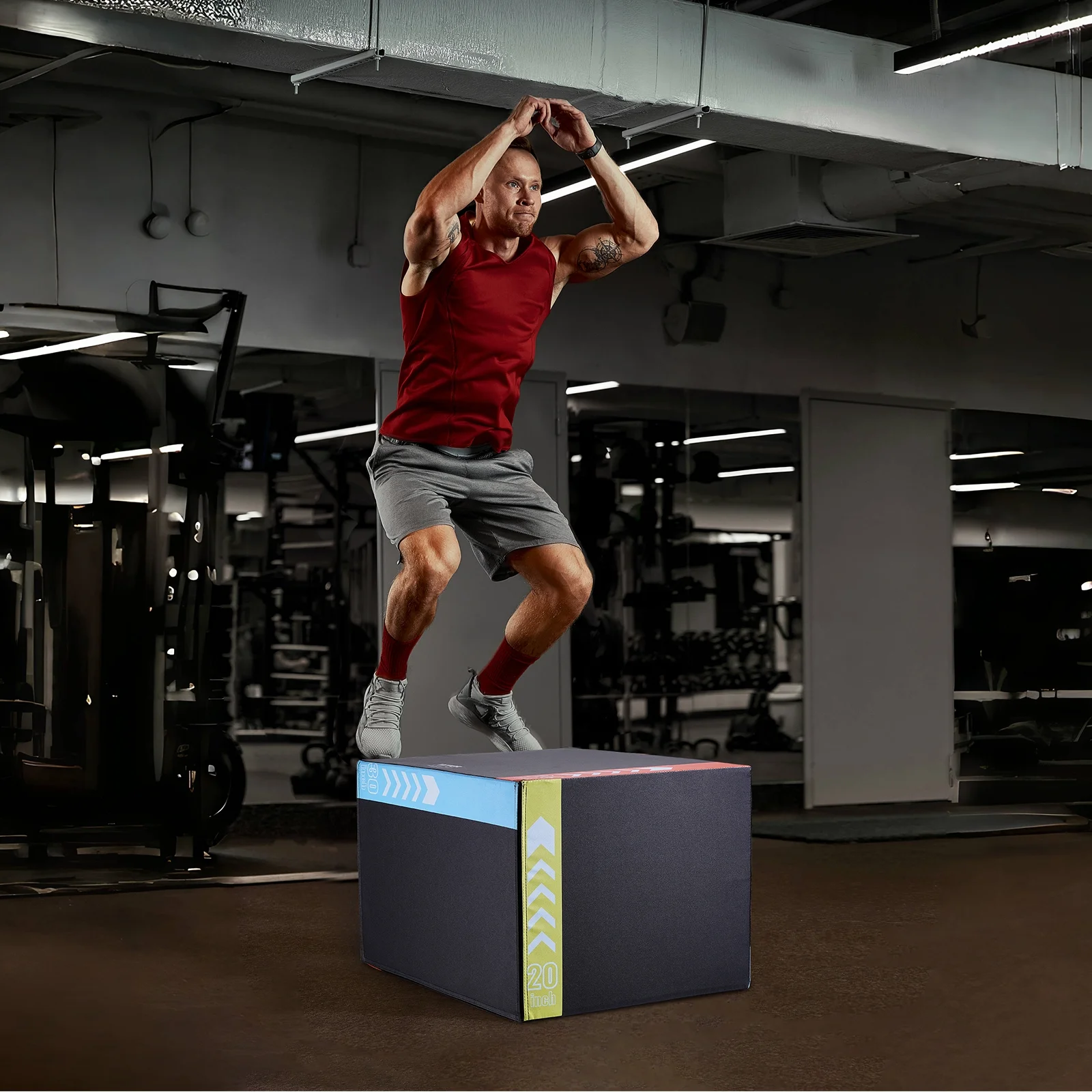 SKYSHALO 30/24/20 Inch 3 in 1 Plyometric Jump Box Fitness Exercise Plyo Box Cotton