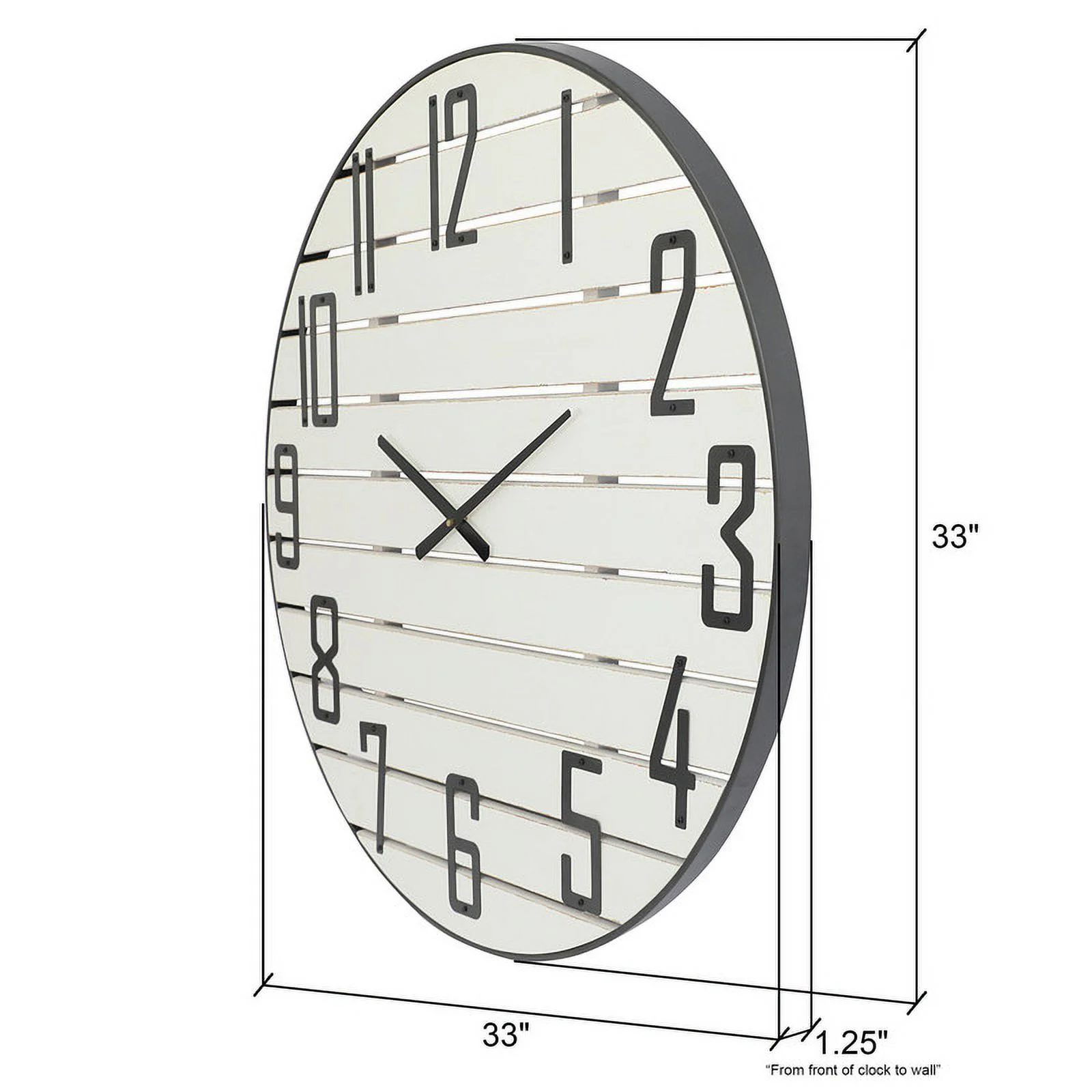 Adelina White Round Wood Farmhouse Wall Clock