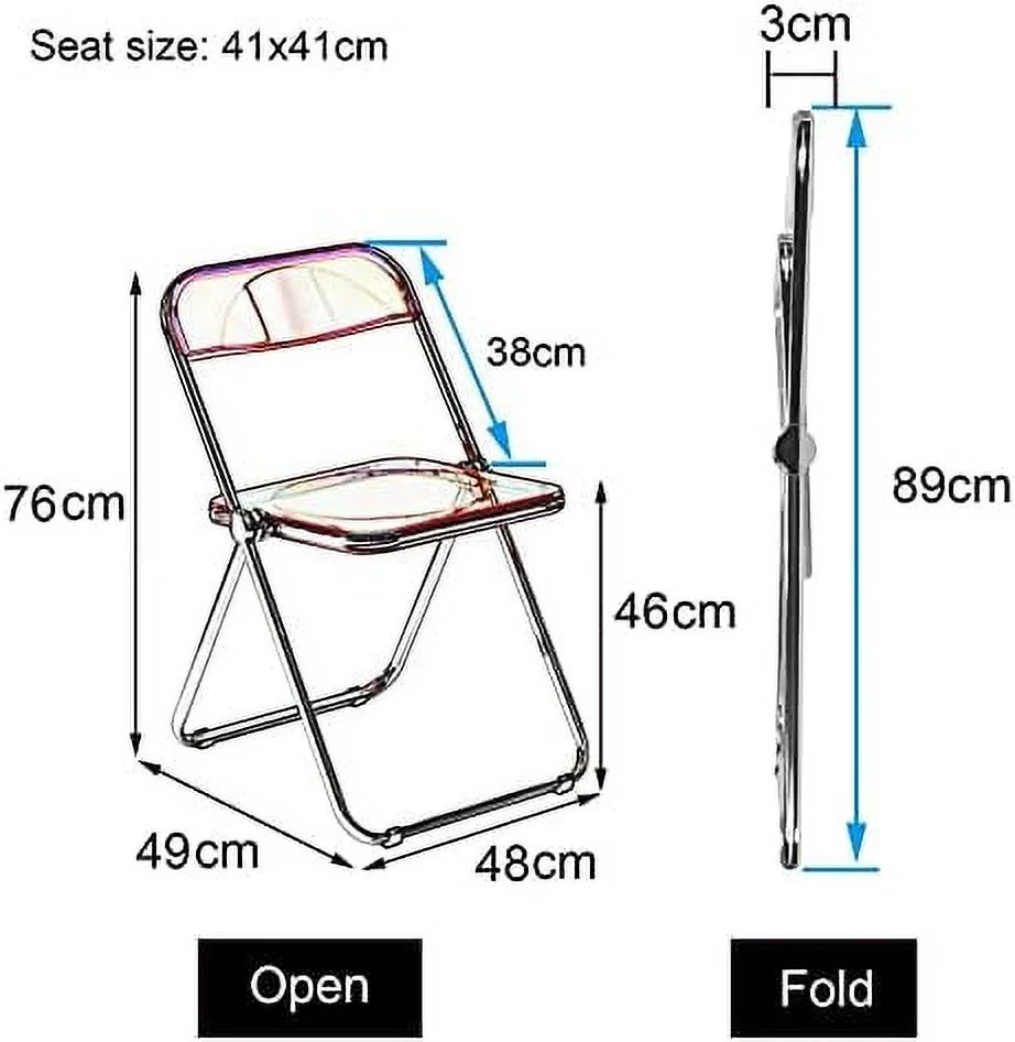 HYHBIBOOM Stackable Folding Plastic Chairs Clear Smoky Gray Blue Pink - 330 LB Weight Capacity Living Room Saving Space Easy To Carry Dining Visitor Conference Temporary Seat ( Color   )