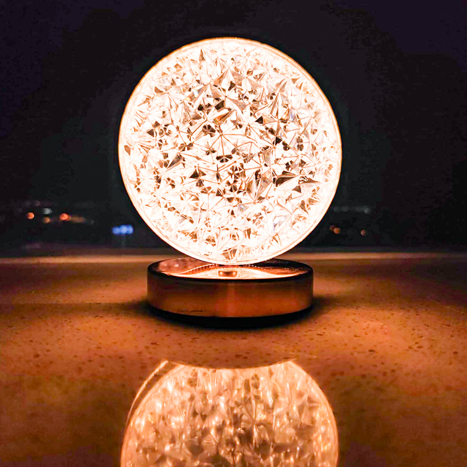 Modern Touch Control Circular Crystal Bedside Lamp with 3 Color Modes and Stepless Dimmable Function for Bedroom  Perfect Ramadan Decorations