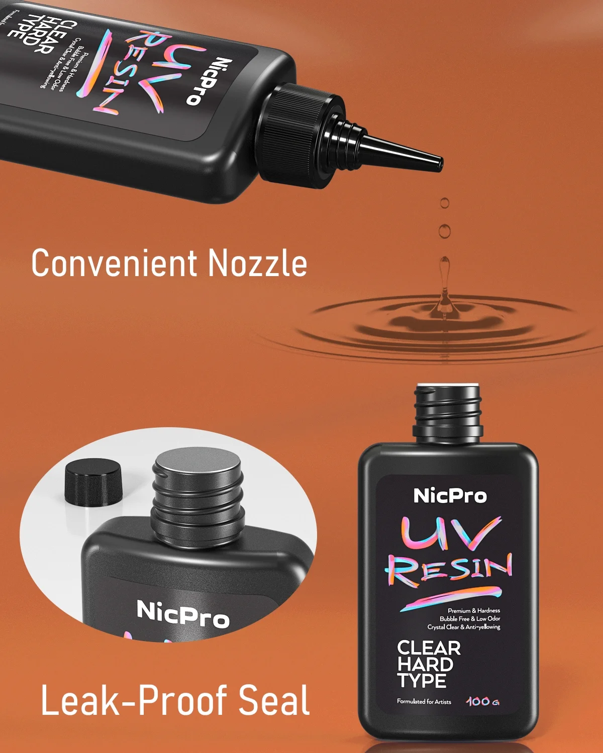 Nicpro 200g UV Resin, 2 PCS Crystal Clear UV Glue Hard, High Viscosity & Quick Curing UV Epoxy Resin Kit for Jewelry Making, Craft, Doming, Coating and Casting