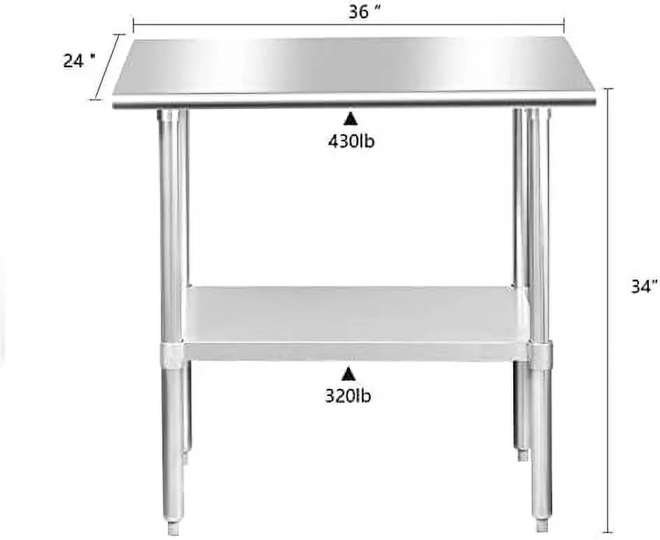 CGFHYP Stainless Steel Table 24 x 30 Inches NSF with Wheels and Undershelf  Stainless Steel Prep Table for Commercial Kitchen for Restaurant  Home  Hotel  Warehouse  Garage  Outdoor