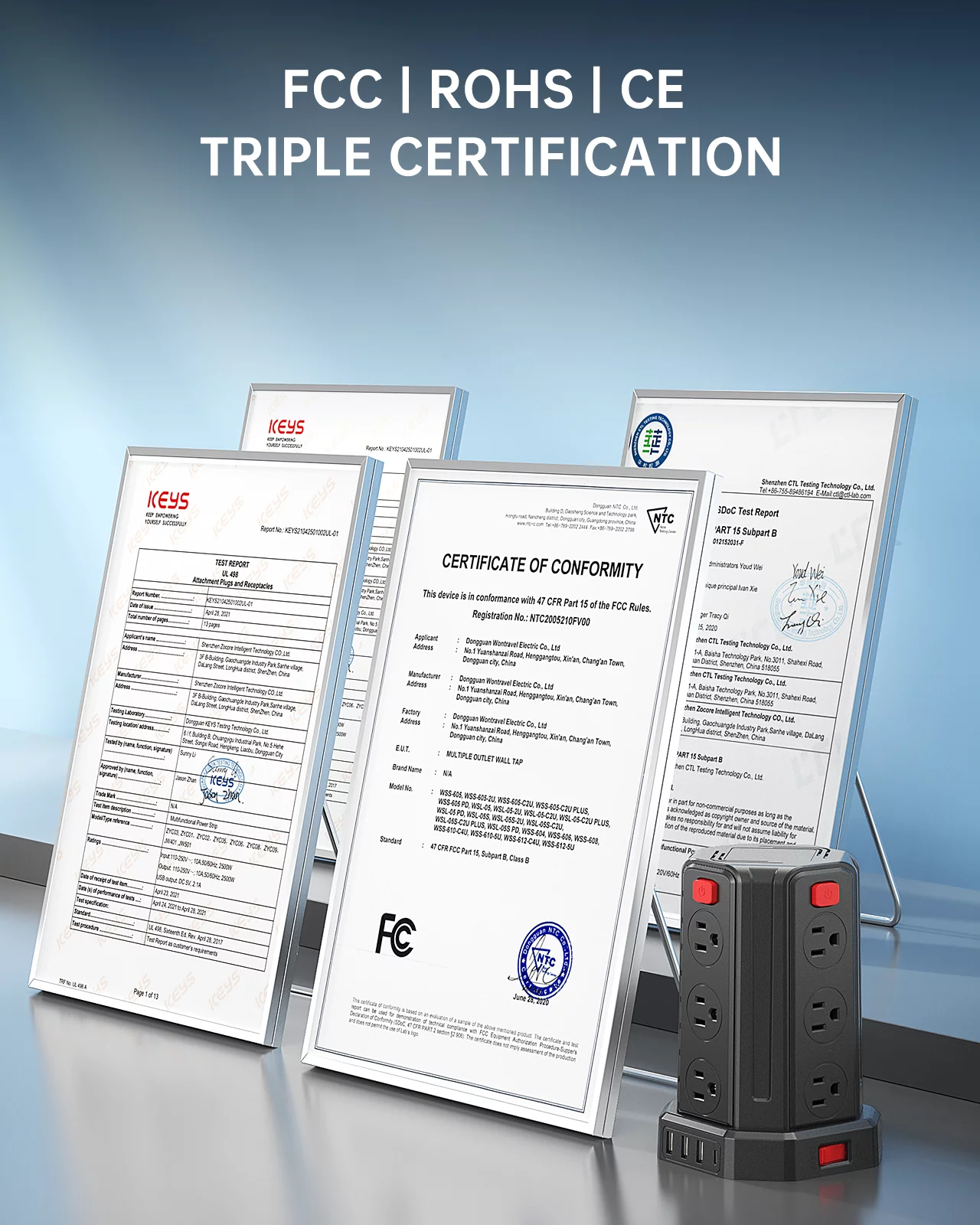 Power Strip Tower Surge Protector 16.4FT Extension Cord Overload Protection USB C 12 Outlet 4 USB Port