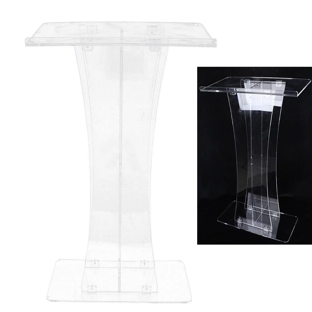 Mkyiongou 47 inch Plexiglass Conference Pulpit Clear Acrylic Church Lectern Pulpit Podium