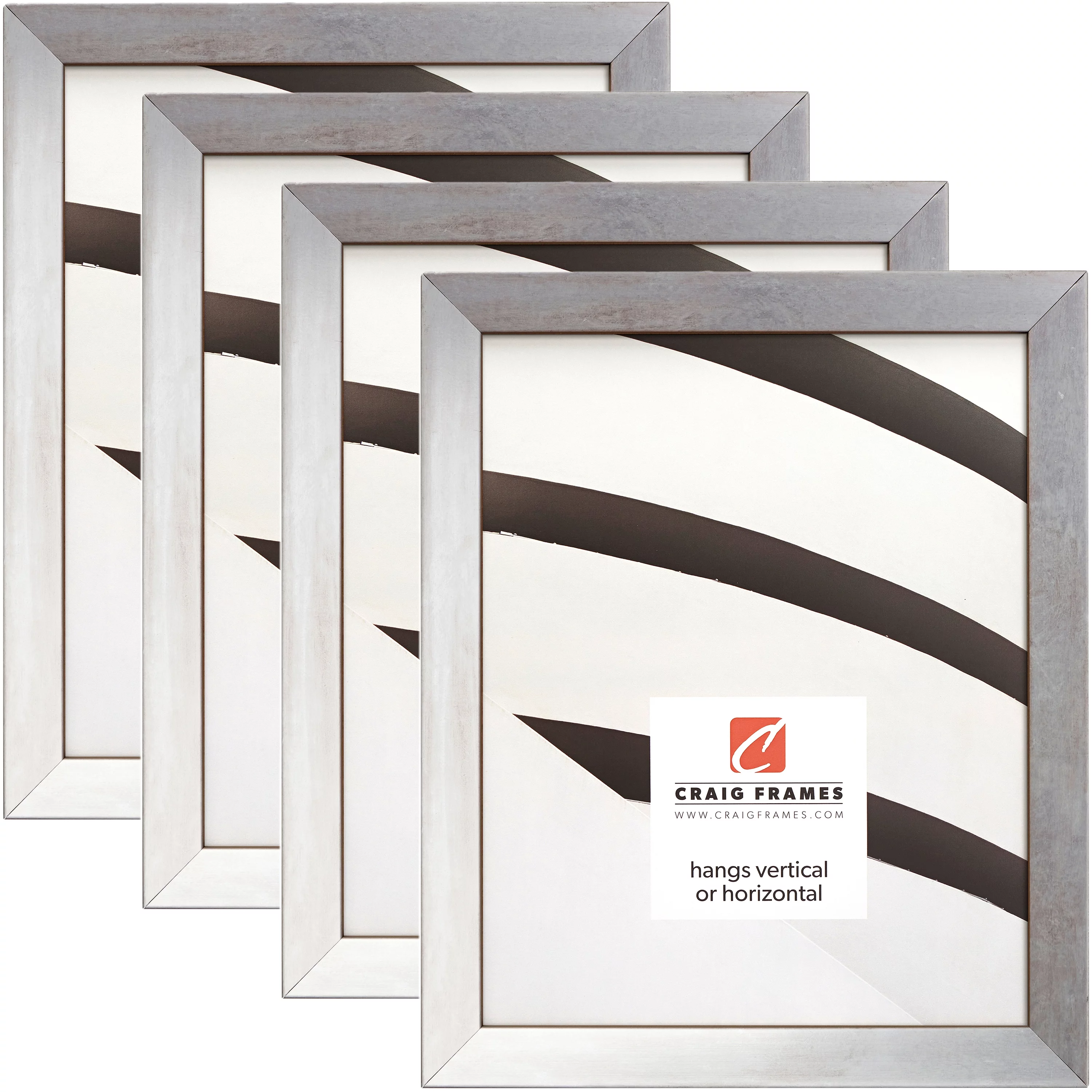 Craig Frames Alloy, 4x10 inch Picture Frame, Nickel, Set of 4