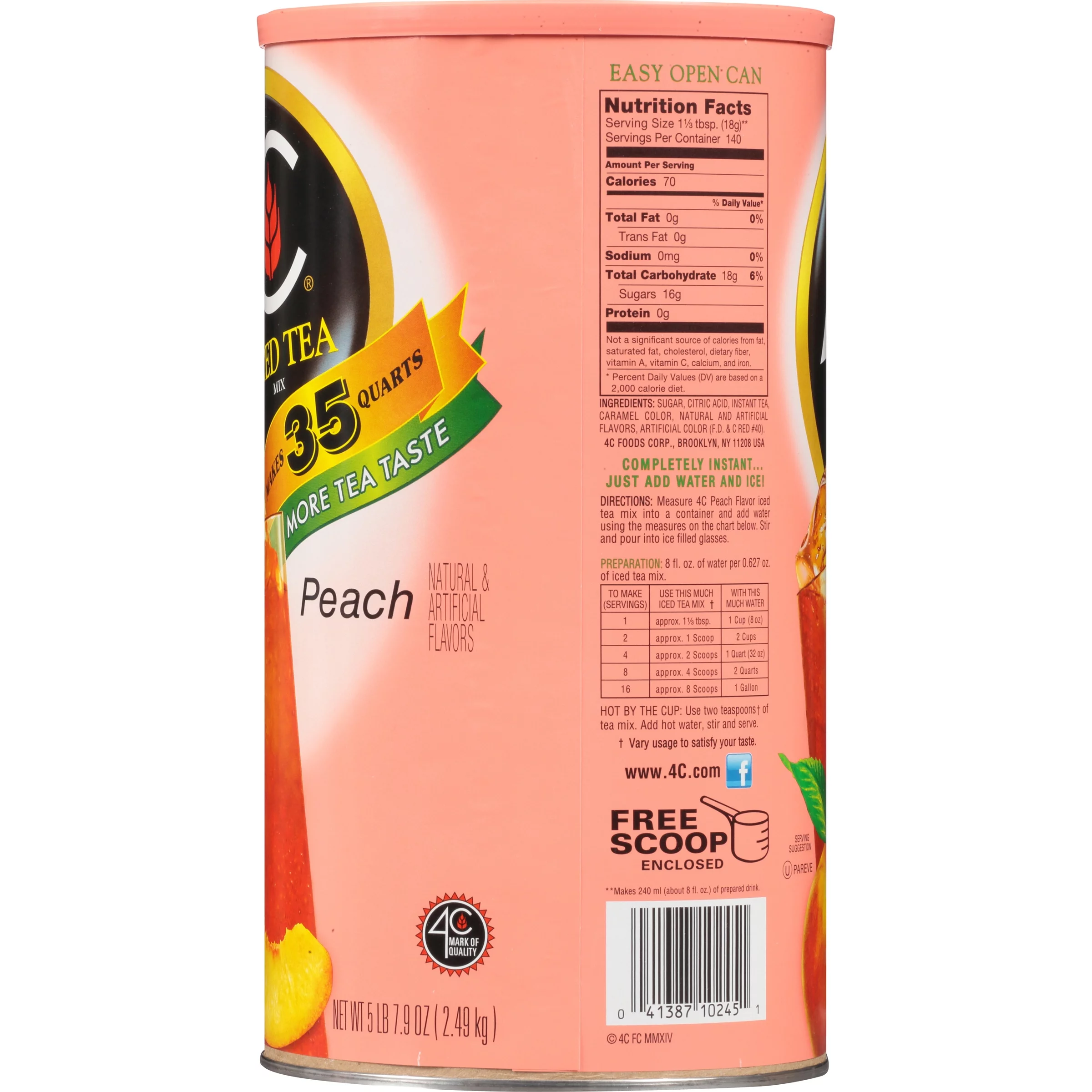 4C® Peach Iced Tea Mix 82.6 oz. Canister