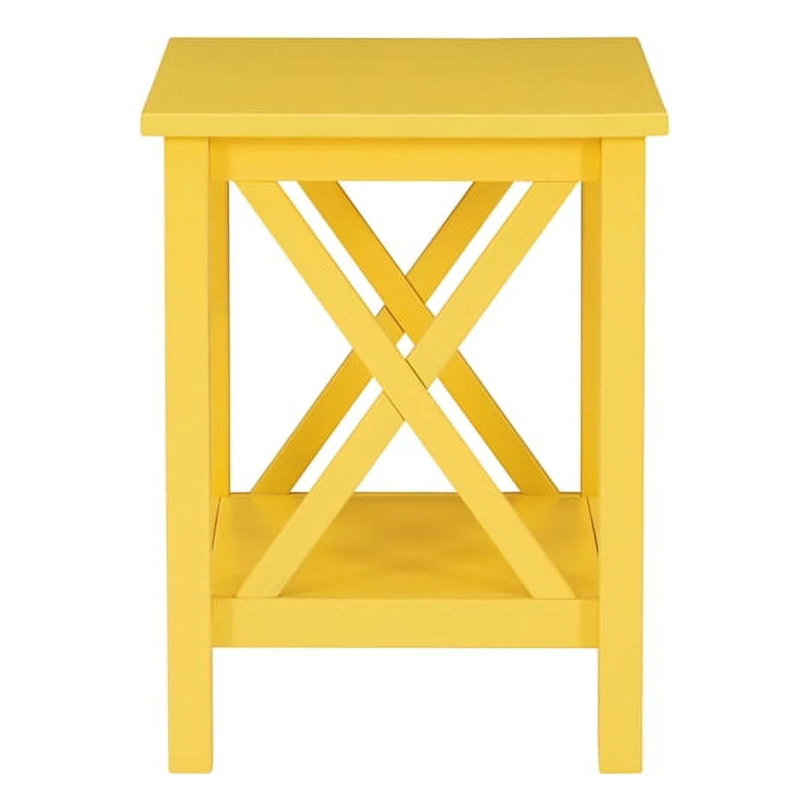 Home Square 2-Piece Furniture Pinewood End Table Set in Yellow