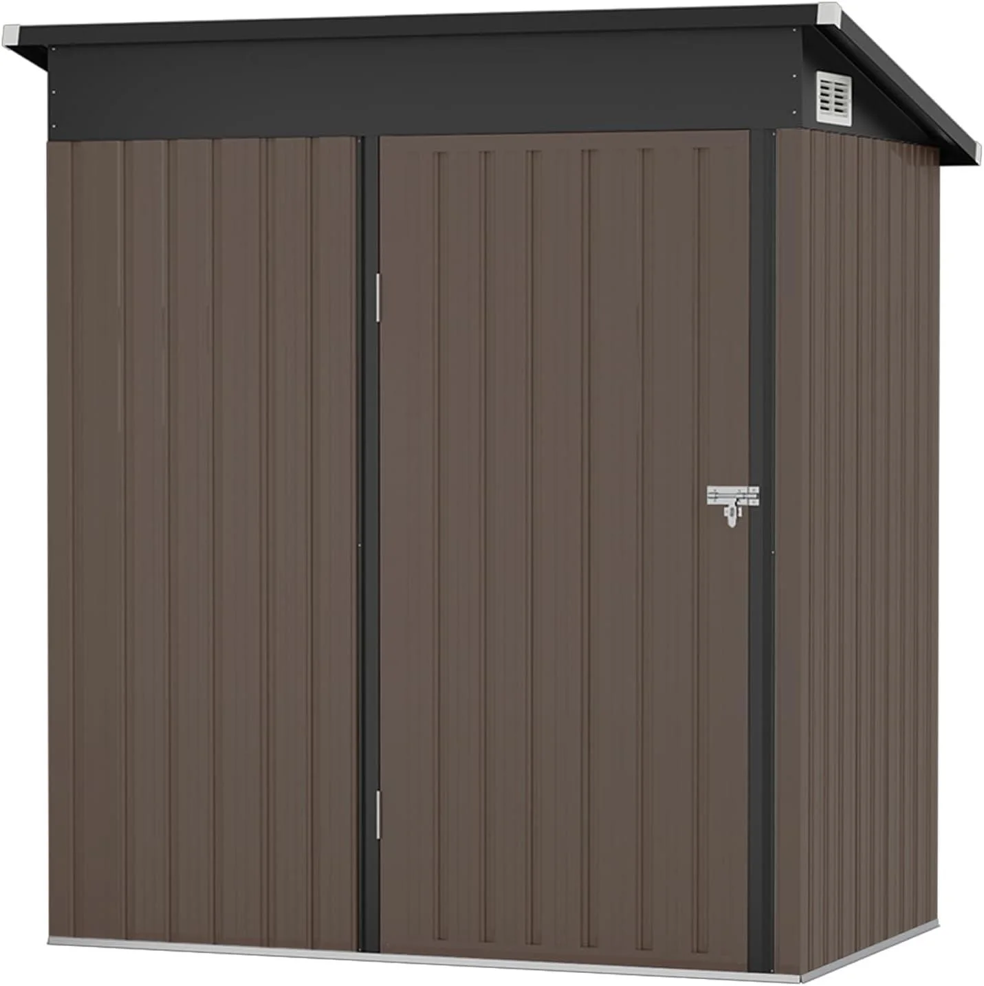 Outdoor Storage Shed, 5x3 FT, Metal Storage Shed with Door & Lock, Steel Utility Tool Shed for Backyard Garden Patio Lawn, Brown