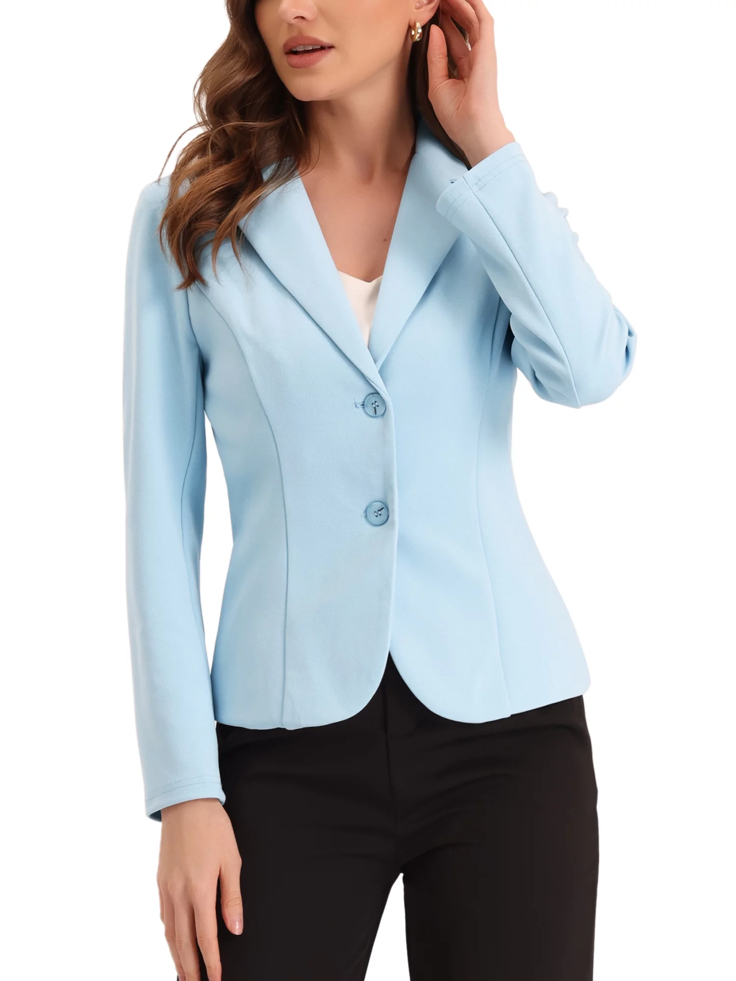 Allegra K Women's Work Lapel Collar Stretchy Jacket Suit Blazer