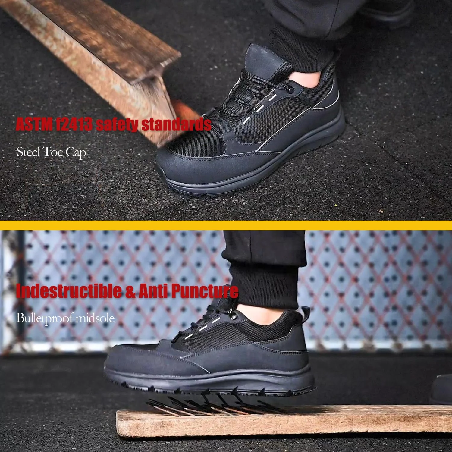 Ulogu Steel Toe Shoes for Men Women Lightweight Sneakers Slip Resistant Waterproof Work Shoes Anti Puncture Safety Shoes