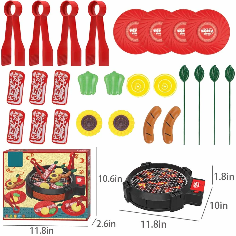 27 PCS Cooking Toy Set, Kitchen Toy Set, Toy BBQ Grill Set, Little Chef Play, Kids Grill Playset Interactive BBQ Toy Set for Kids