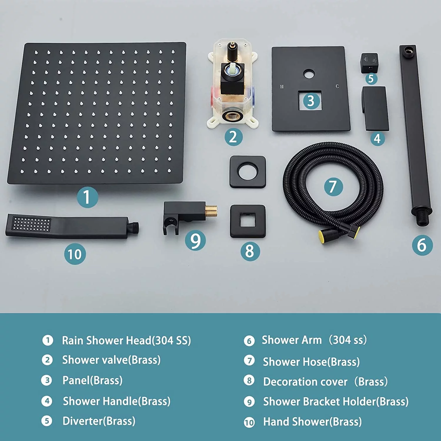 Shower Faucet Matte Black Shower System with 12 Inches Rain Shower Head and Handheld Spray Bathroom Luxury Rain Shower Faucet Set Complete Wall Mounted