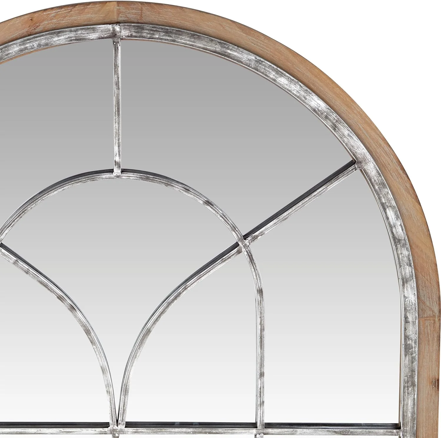 HYUN Metal Room Wall Mirror Window Pane Inspired Entryway Mirror with Arched Top, Wall Mounted Mirror 33