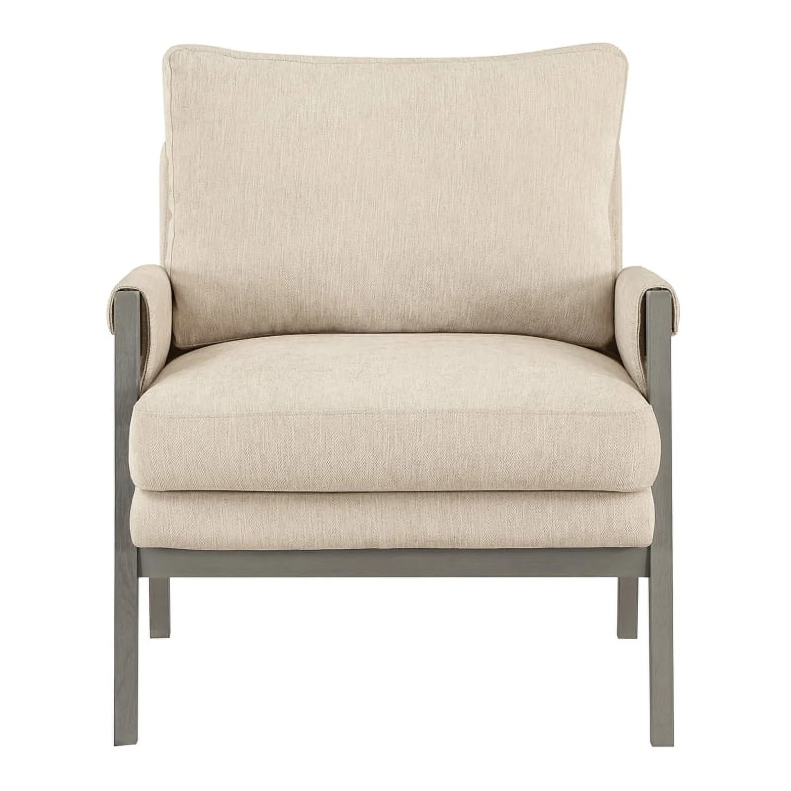 Amari Wood Frame Armchair in Cream Fabric