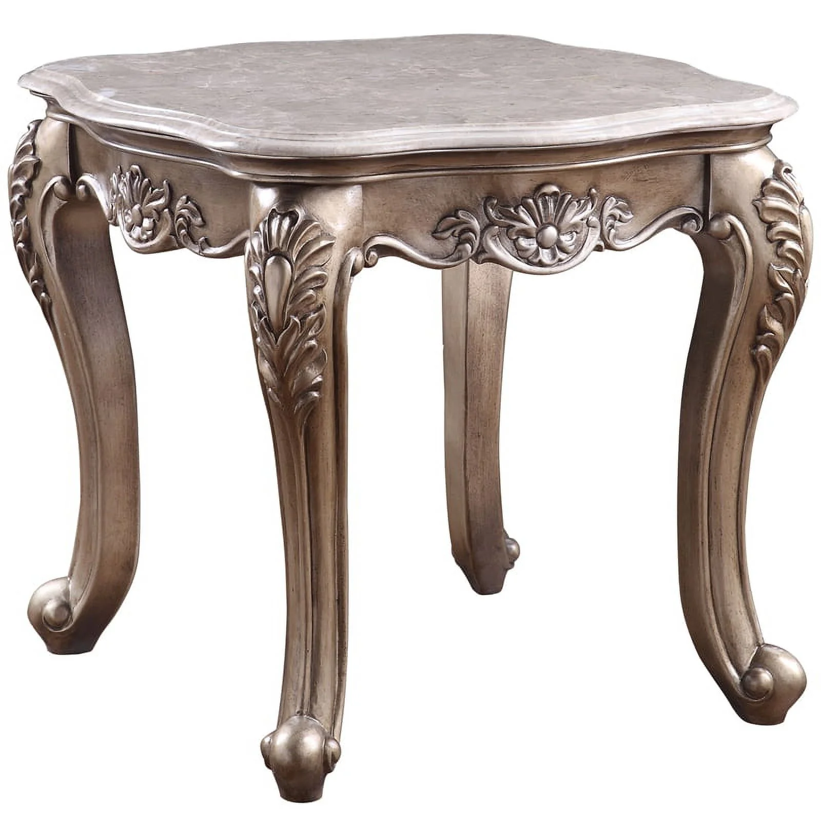 Bowery Hill Transitional End Table in Marble & Champagne