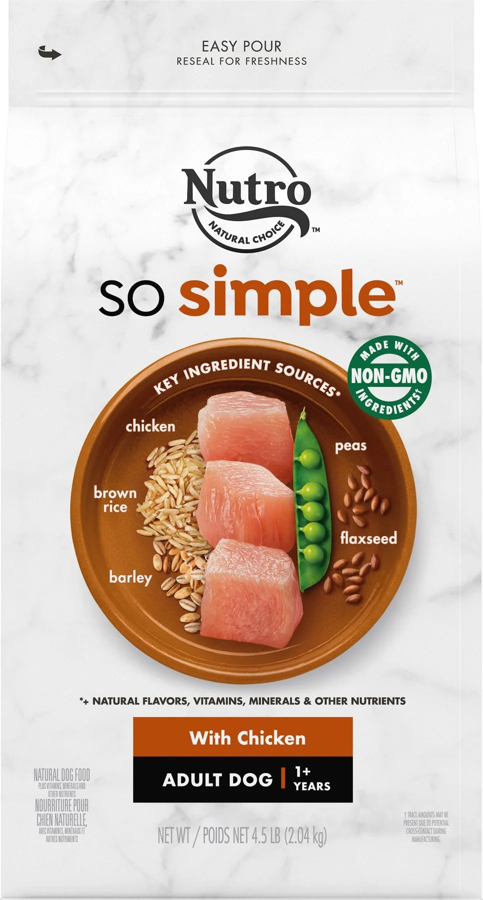 Nutro SO SIMPLE Adult Chicken & Rice Recipe Natural Dry Dog Food, 4.5-lb bag