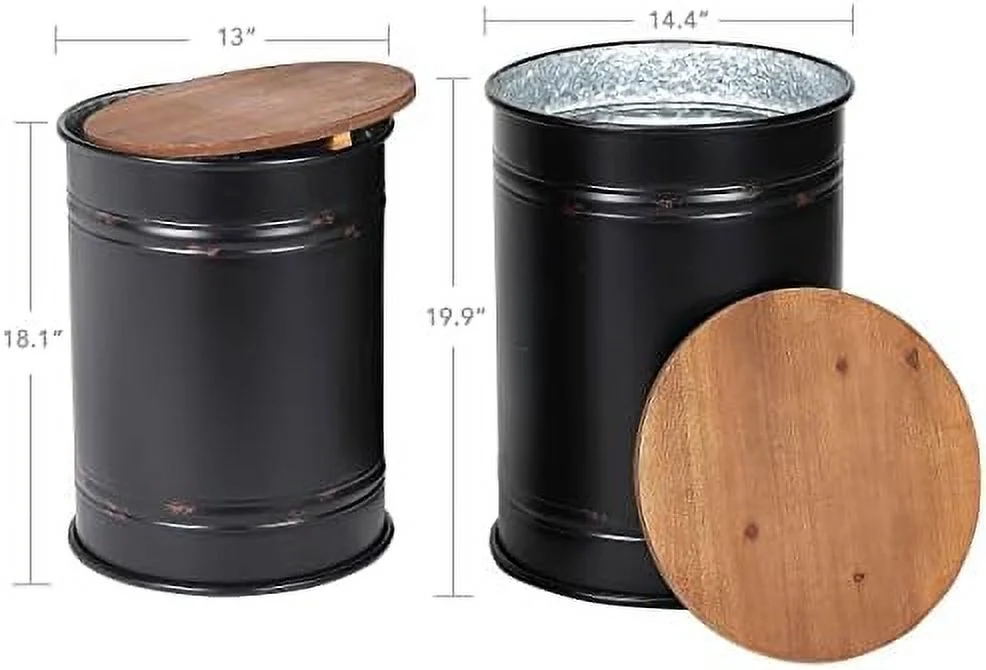 TJCGDTY Rustic  Ottoman Seat Stool  Farmhouse Accent   Antique Galvanized Metal End Table Box Bin with Square Wooden Lid （Square&Galvanized）