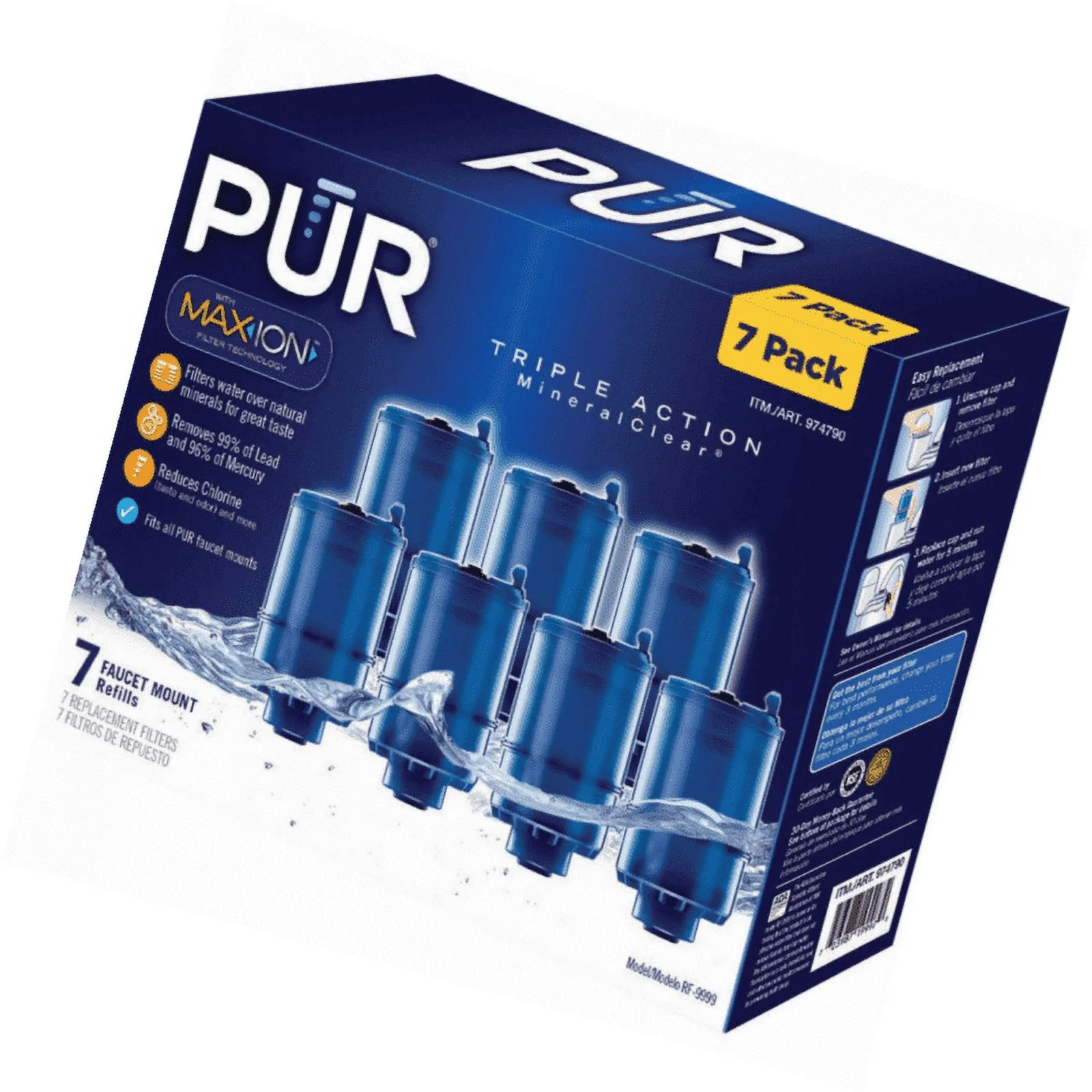 7 Pack, PUR 3- Stage Faucet Mount Filters RF-9999 With Max- Ion Filter Technology