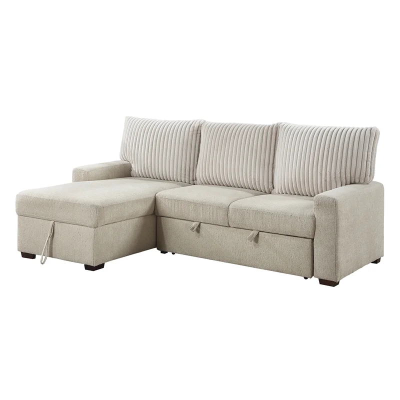 Lexicon Gallatin 2-Pcs Corduroy Sectional with Left Chaise in Beige & light gray