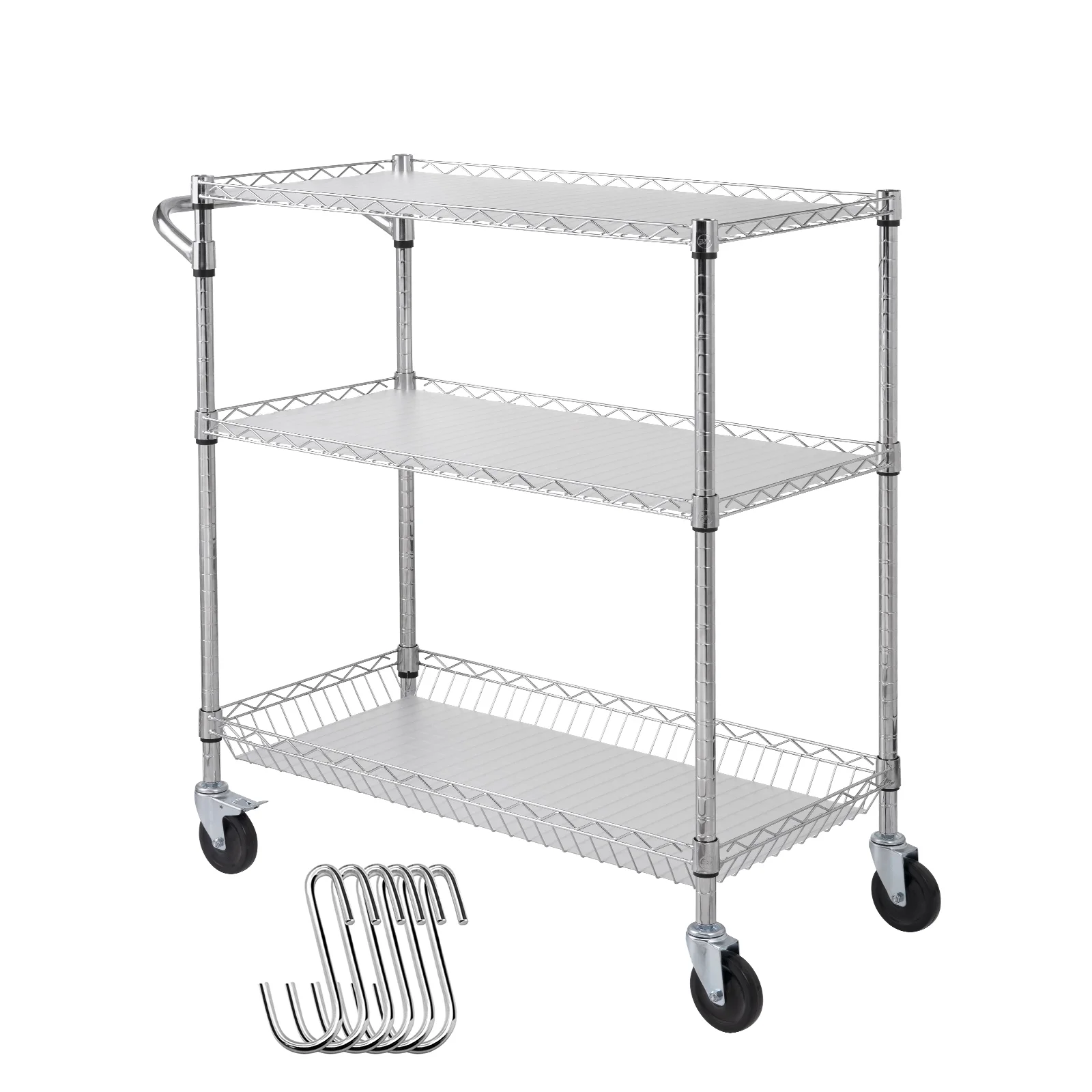 SKYSHALO 3-Tier Utility Cart Rolling Cart on Wheels 661 lbs 35