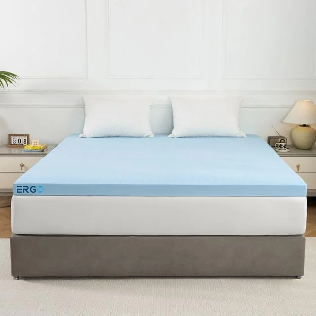 YILAN, 3 Inch Cooling Mattress Topper Queen, High Density Foam, Firm Mattress Topper, Relieves Back Pain, Ventilation Holes, Cooling Beads, Memory Foam Mattress Topper, CertiPUR-US Certified