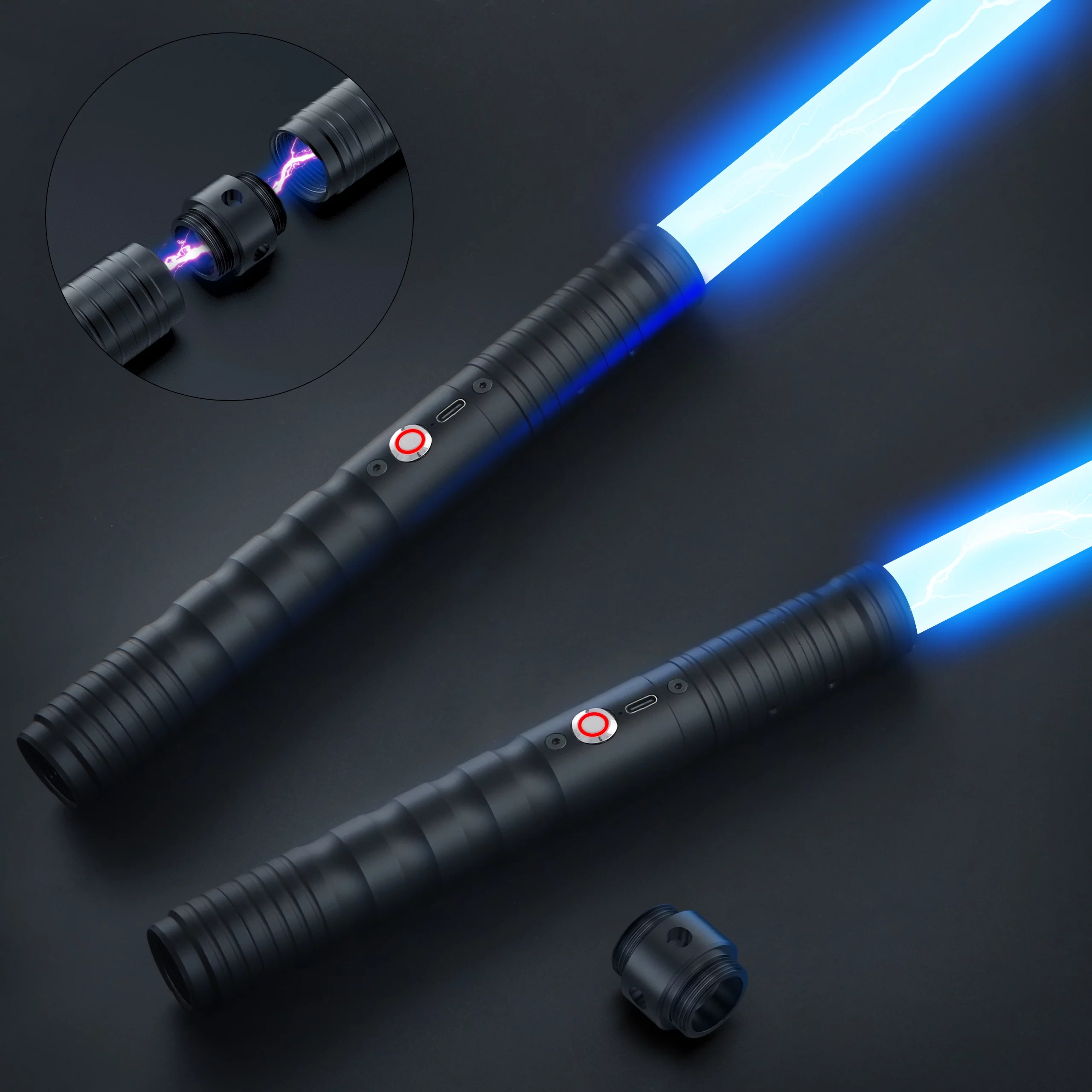 JvmuSaber 2 Packs RGB Double-Bladed Lightsaber Toys 12 Colors 4 Sound Modes for Galaxy War Fighters Kids and Adults Present