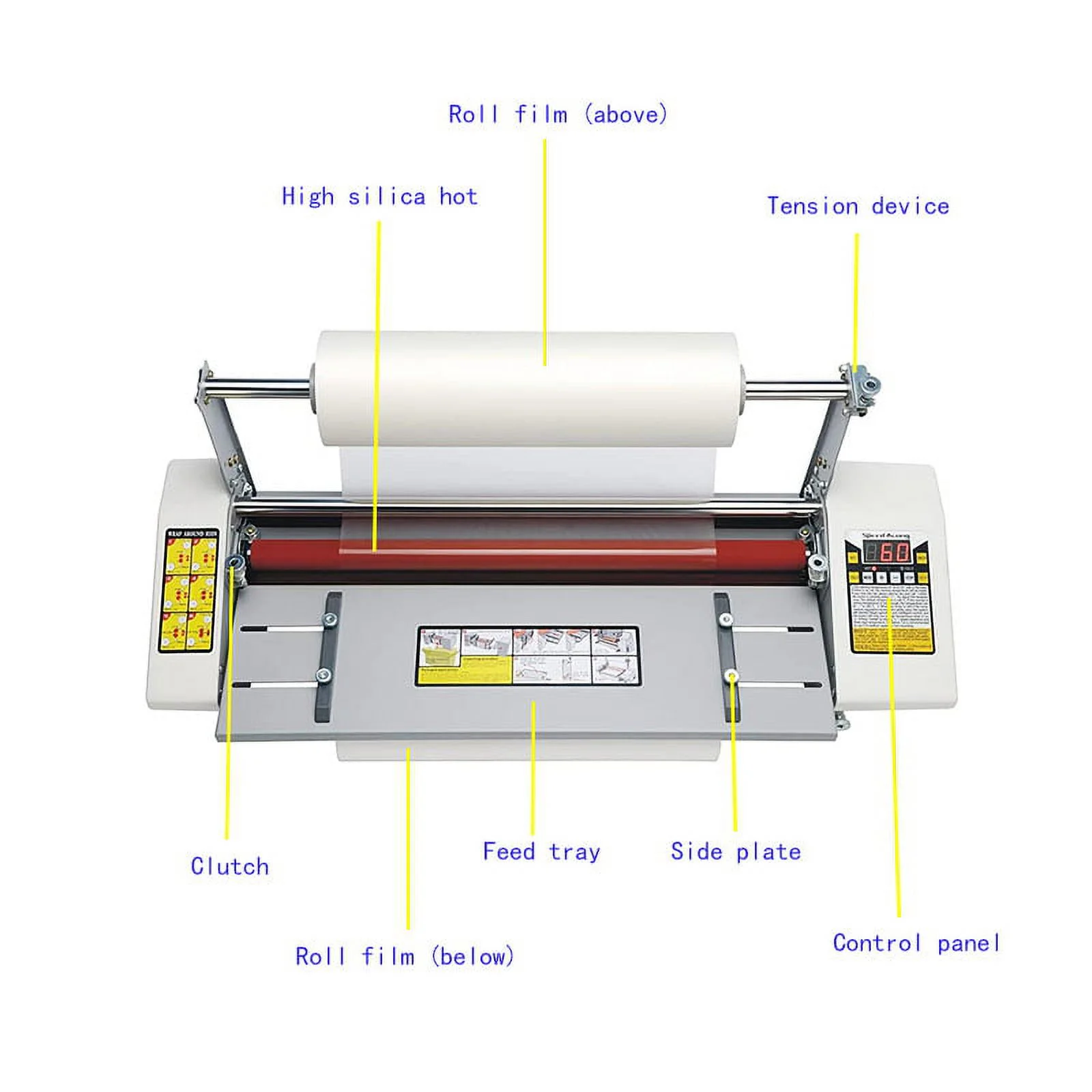 PreAsion 12.8inch A3 High Speed Roll Laminator Hot Cold Laminating Machine for Single and Double Sided Lamination 110V