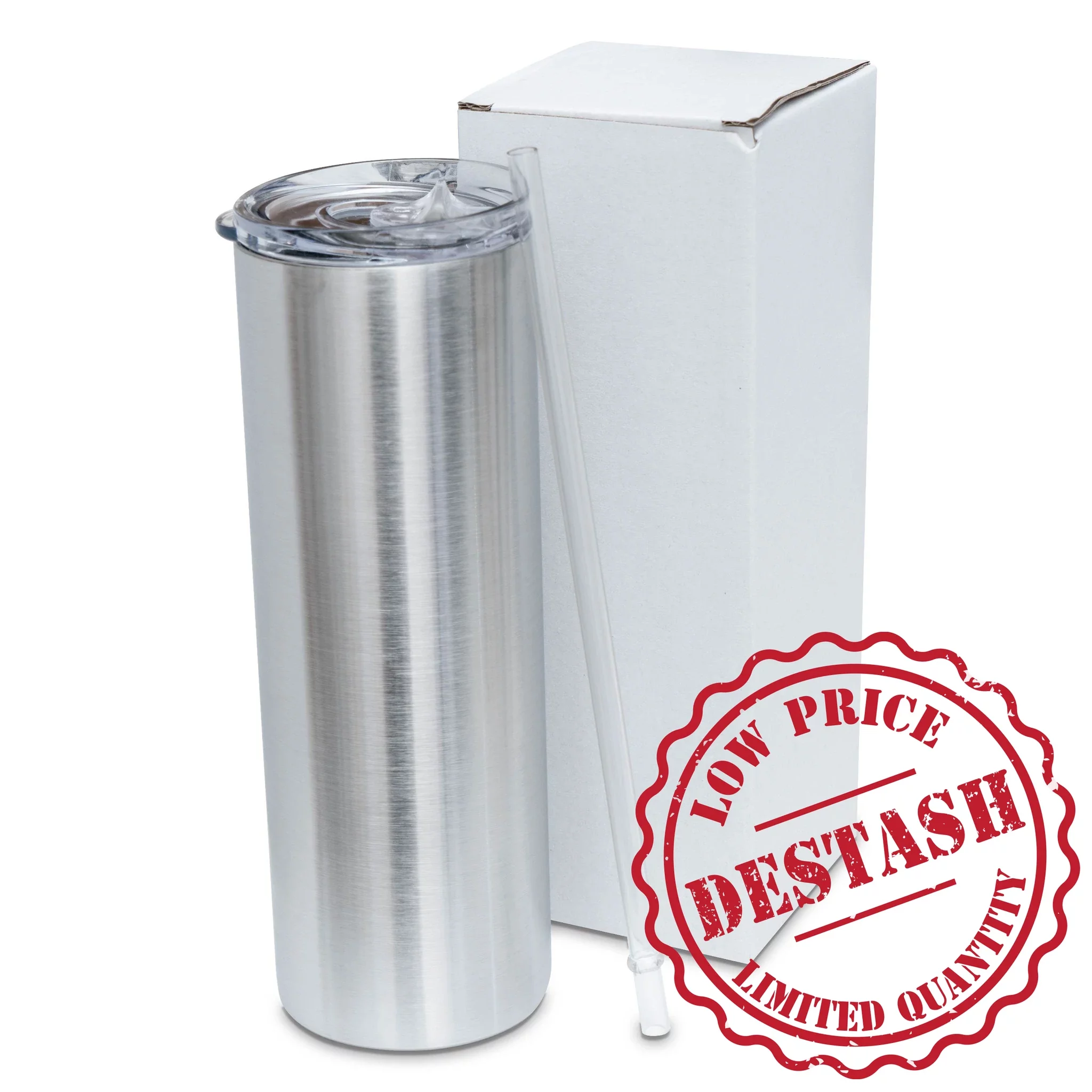 Makerflo Destash 30 Oz, 25 Pack Skinny Insulated Tumblers, Stainless Steel, Silver