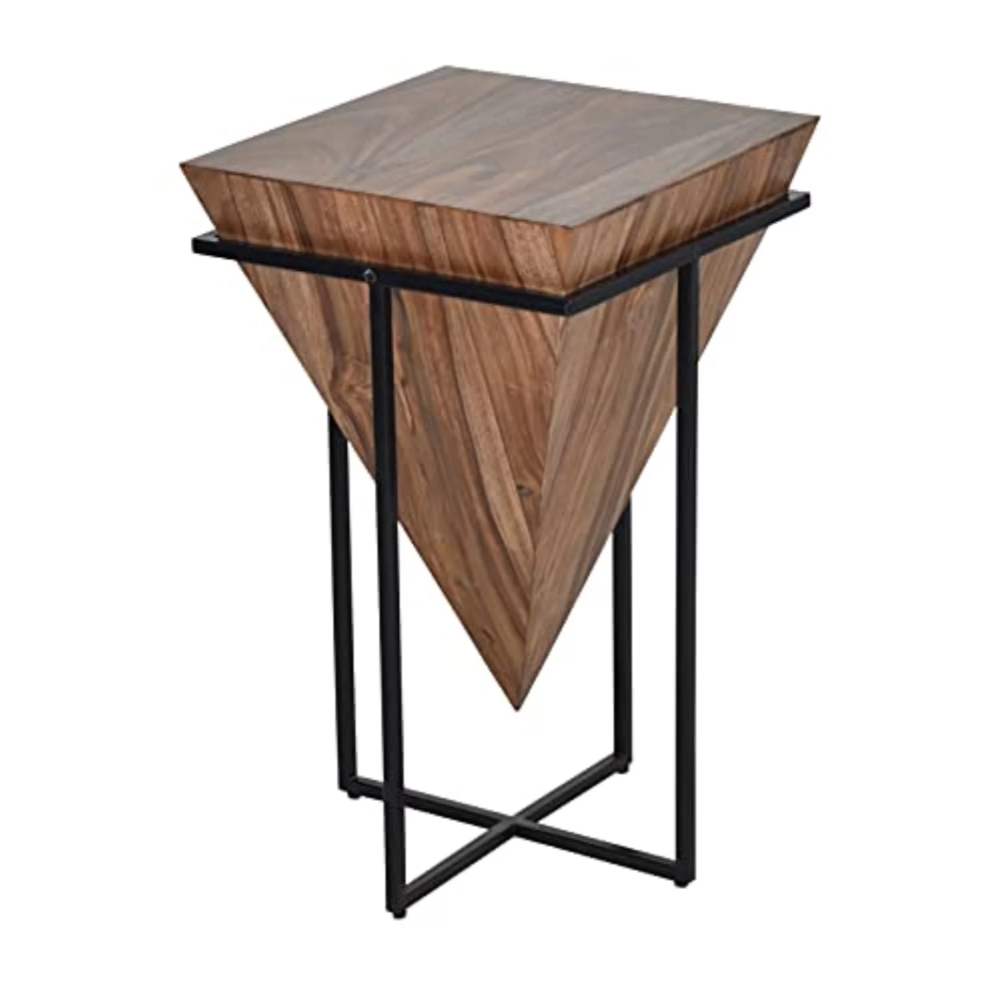 58119 Coast to Coast Accent Table Brownstone Nut Brown & Black, Transitional - Square, Made in INDIA