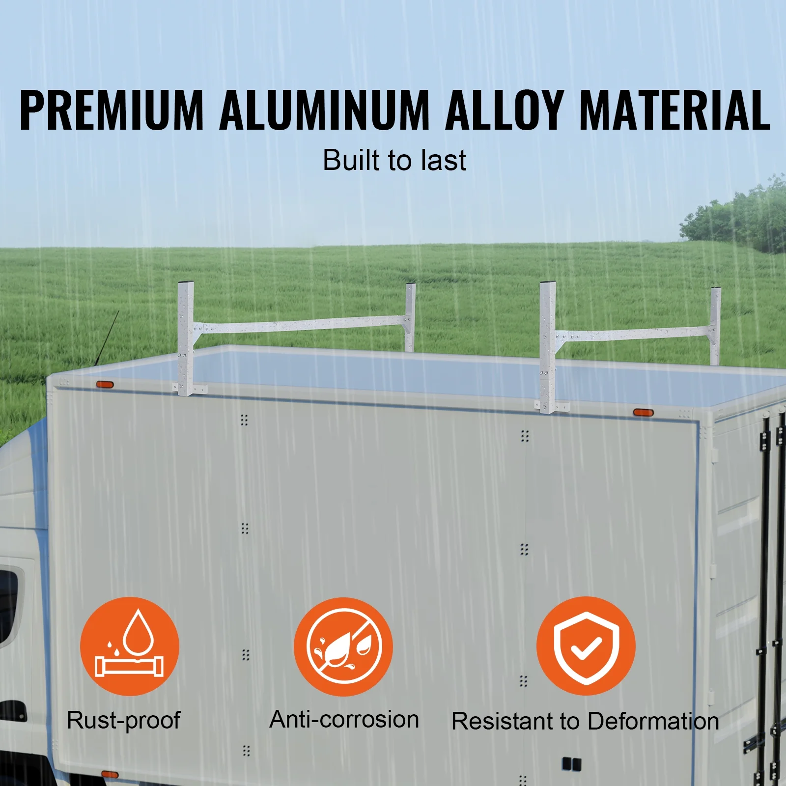 SKYSHALO 2 Bars Van Roof Ladder Rack 400 lbs Adjustable 51.2