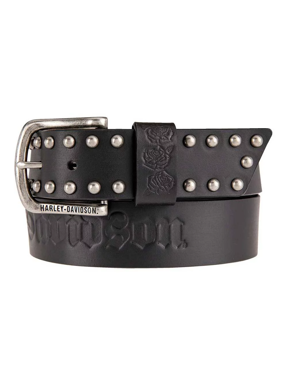 Harley-Davidson Women's Rockin' Rose Genuine Leather Belt HDWBT11200-BLK (S), Harley Davidson