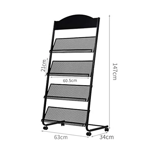 Mobile Literature Display Rack, Magazine Rack for Offices, Stores or Retail, 58