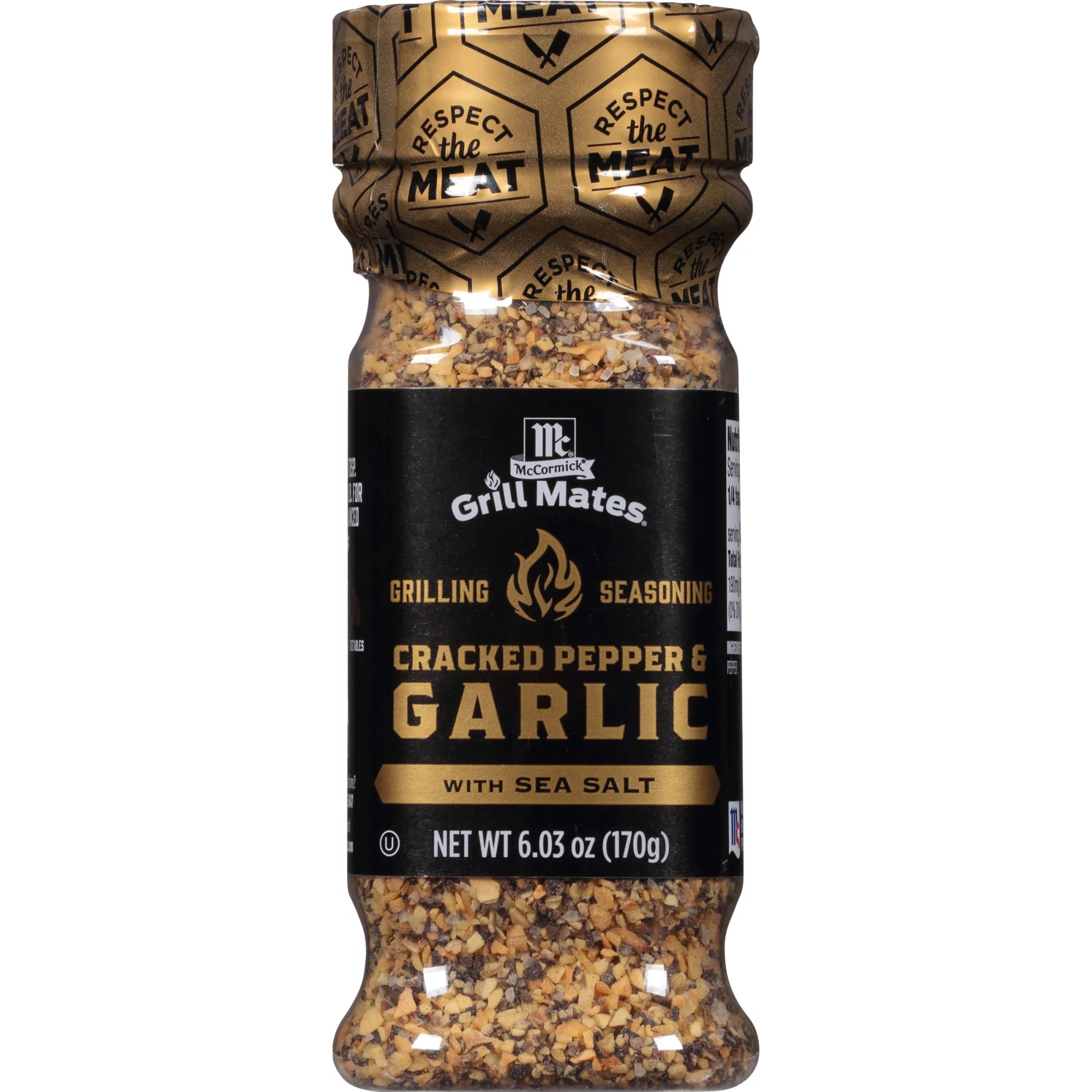 McCormick Grill Mates Gluten Free Cracked Pepper, Garlic & Sea Salt Seasoning, 6.03 oz Bottle
