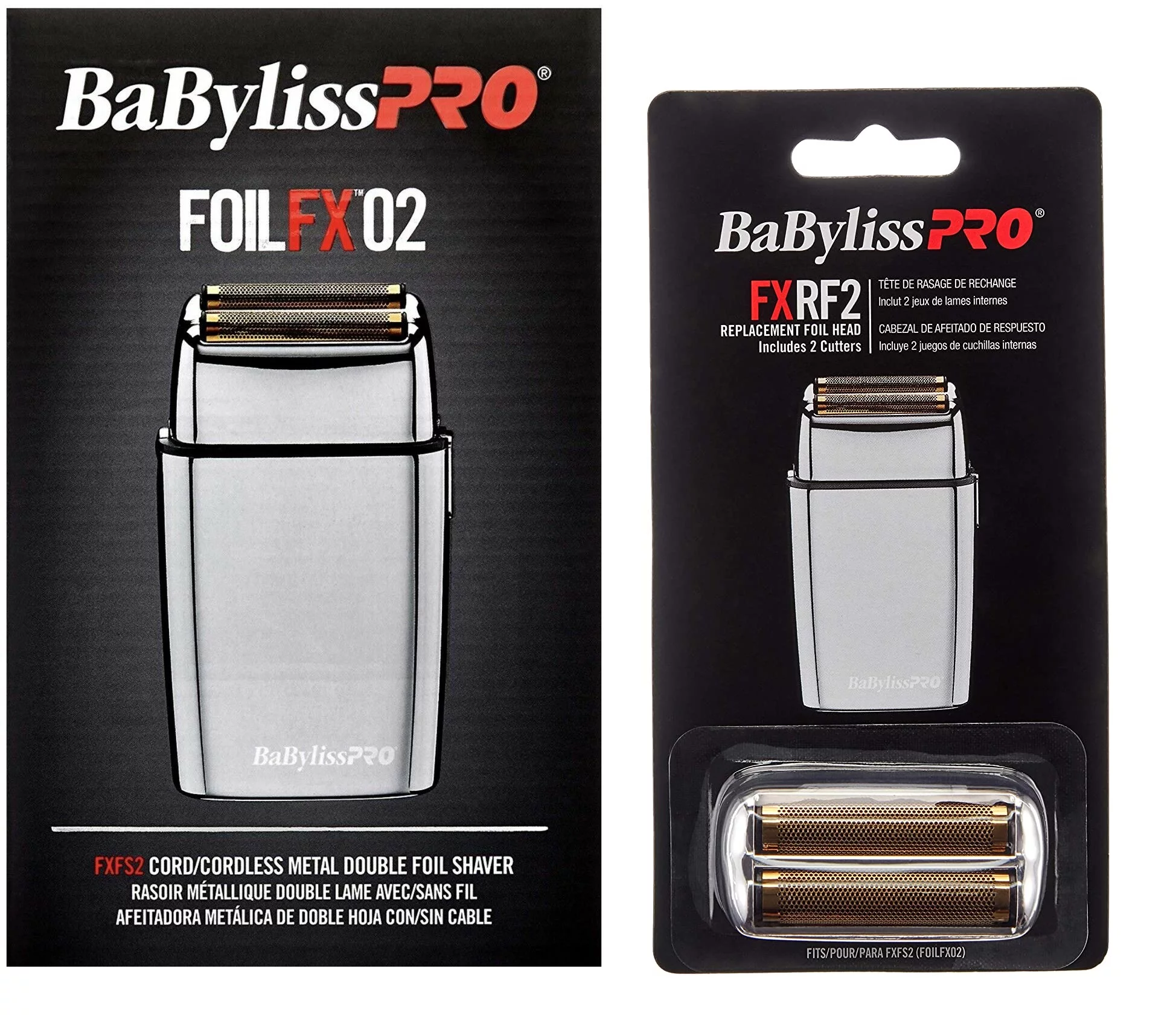 BaBylissPRO FOILFX02 Cordless Metal Double Foil Shaver Plus Extra Replacement Foil (Silver)