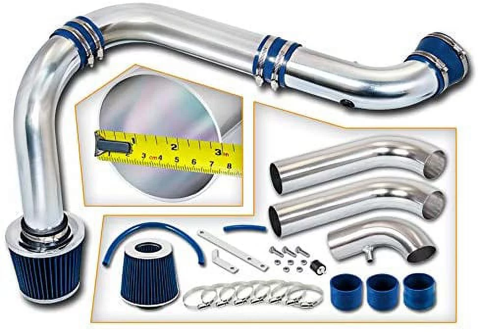 Rtunes Racing Cold Air Intake Kit + Filter Combo BLUE Compatible For 03-08 Dodge Ram 1500 2500 3500 Hemi 5.7L (3 Piece)