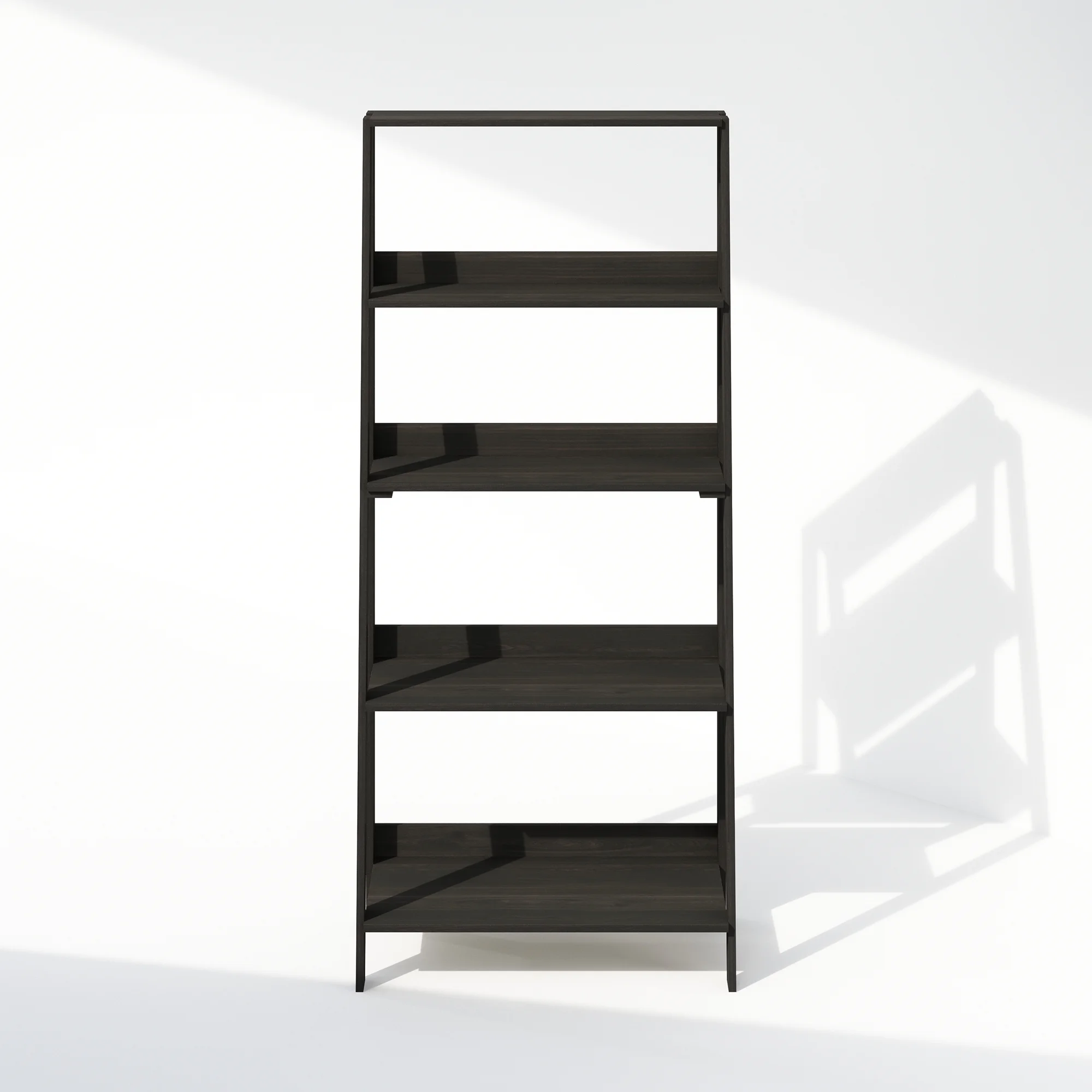 Furinno Ladder Bookcase, Bookshelf, Display Shelf, 5-Tier, Espresso
