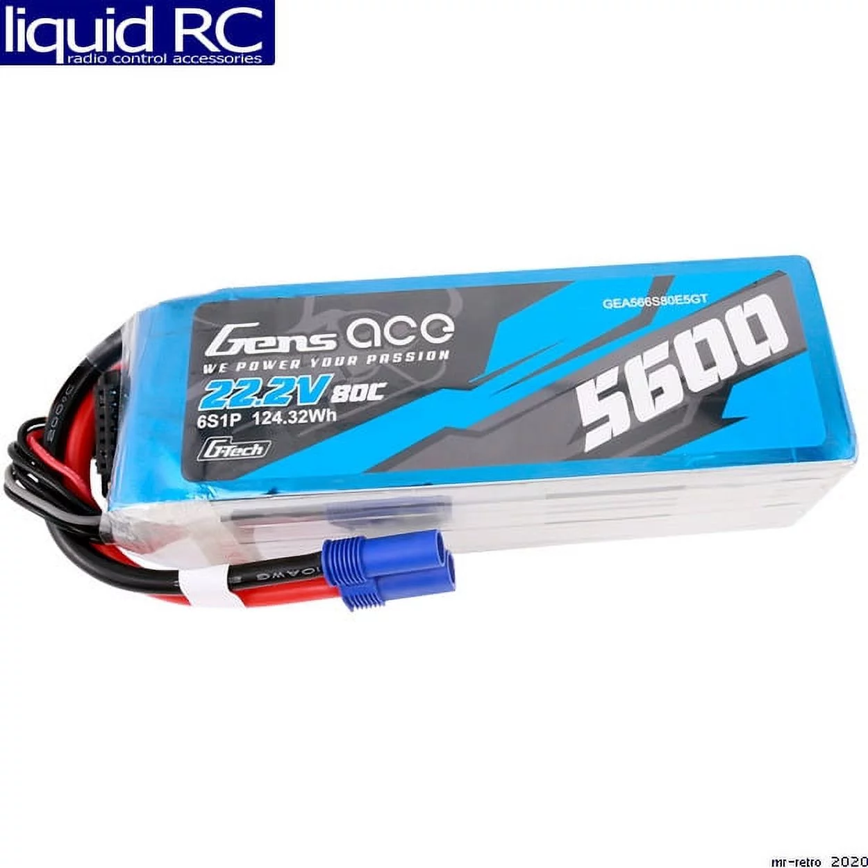 Gens Ace 566S80E5GT 22.2V 5600mAh 6S 80C G-Tech Smart LiPo: EC5