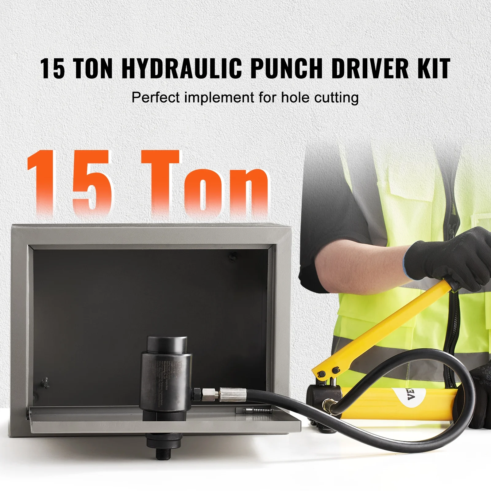 SKYSHALO 15 Ton Hydraulic Knockout Punch Driver Kit Hole Tool 1/2