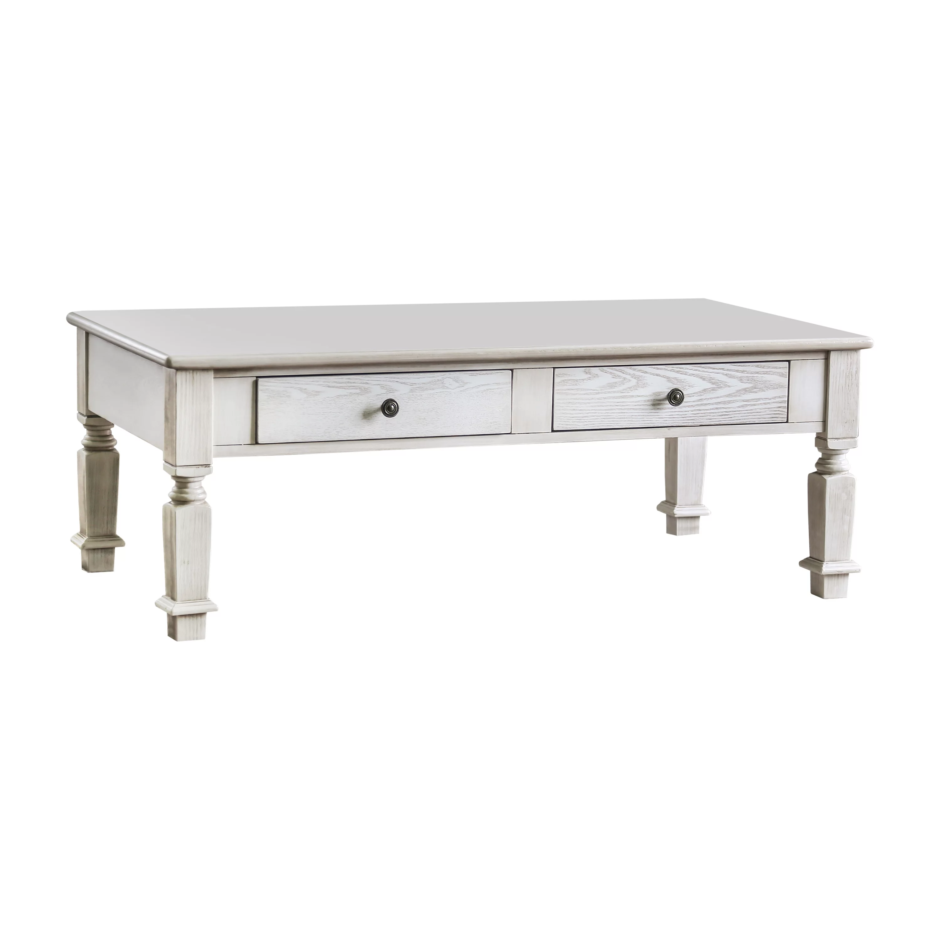 Furniture of America Jonie Rustic 4-Drawer Coffee Table, Antique White